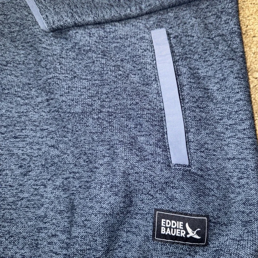 Eddie Bauer Men's Quarter Snap Warm Fleece Pullover with Pockets Blue‎ Sz XL